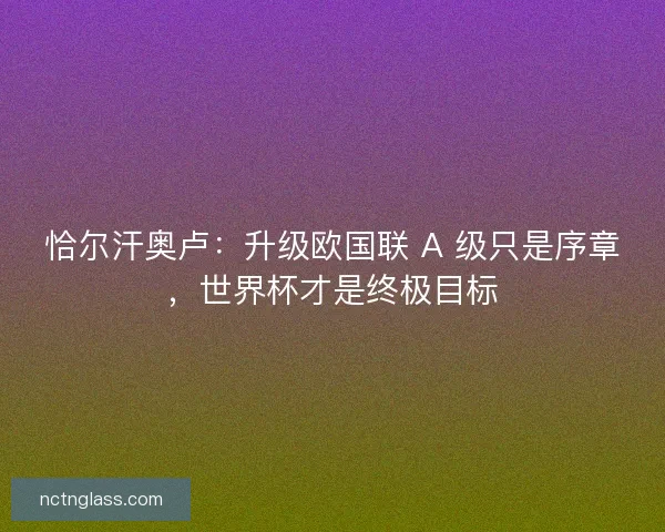 恰尔汗奥卢：升级欧国联 A 级只是序章，世界杯才是终极目标
